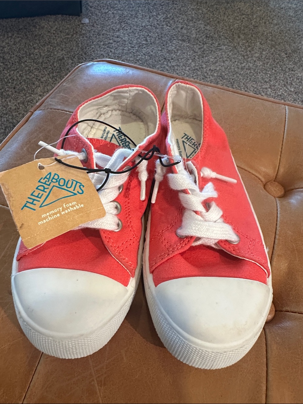 Thereabouts Girls Pink Canvas Sneakers Size 13 Memory Foam Lace Up Shoes